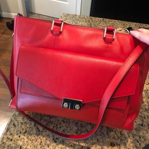 Red Tory Burch handbag in saffiano leather
